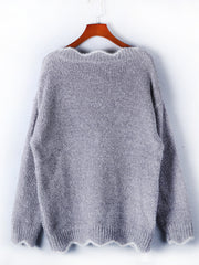 Notched Dropped Shoulder Long Sleeve Sweater Trendsi