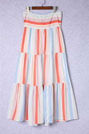 Striped Strapless Sweetheart Neck Dress