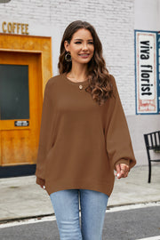 Round Neck  Long Sleeve Sweater Trendsi