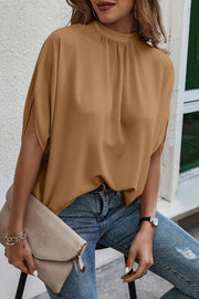 Tie Back Slit Half Sleeve Blouse Trendsi