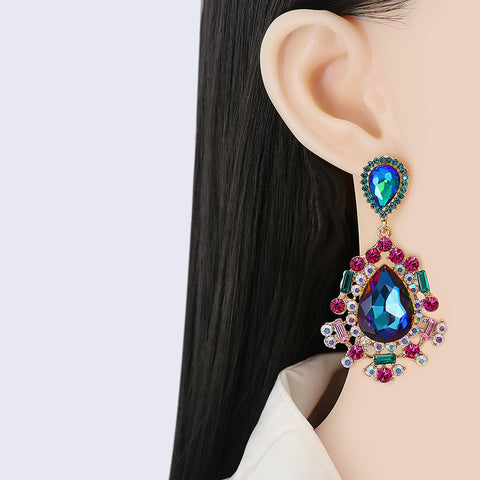 Teardrop Shape Rhinestone Alloy Dangle Earrings Trendsi