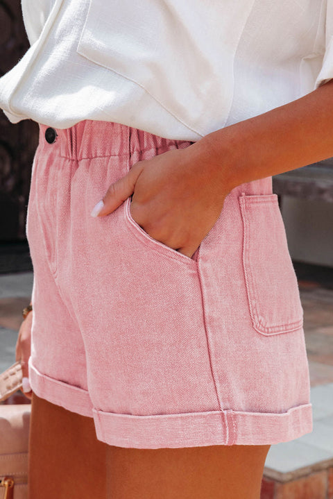 Paperbag Waist Denim Shorts Trendsi