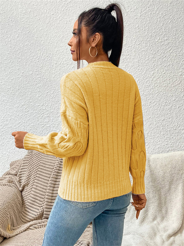 Round Neck Long Sleeve Sweater Trendsi