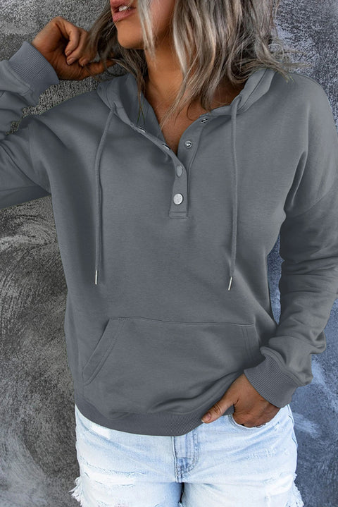 Dropped Shoulder Long Sleeve Hoodie with Pocket Trendsi