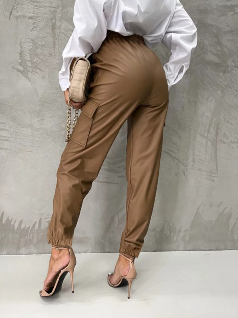 Tied High Waist Pants with Pockets Trendsi