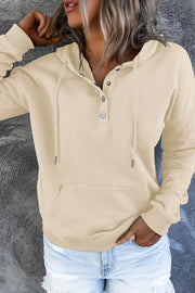 Dropped Shoulder Long Sleeve Hoodie with Pocket Trendsi