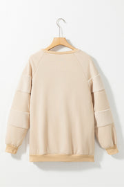 Round Neck Raglan Sleeve Sweatshirt Trendsi