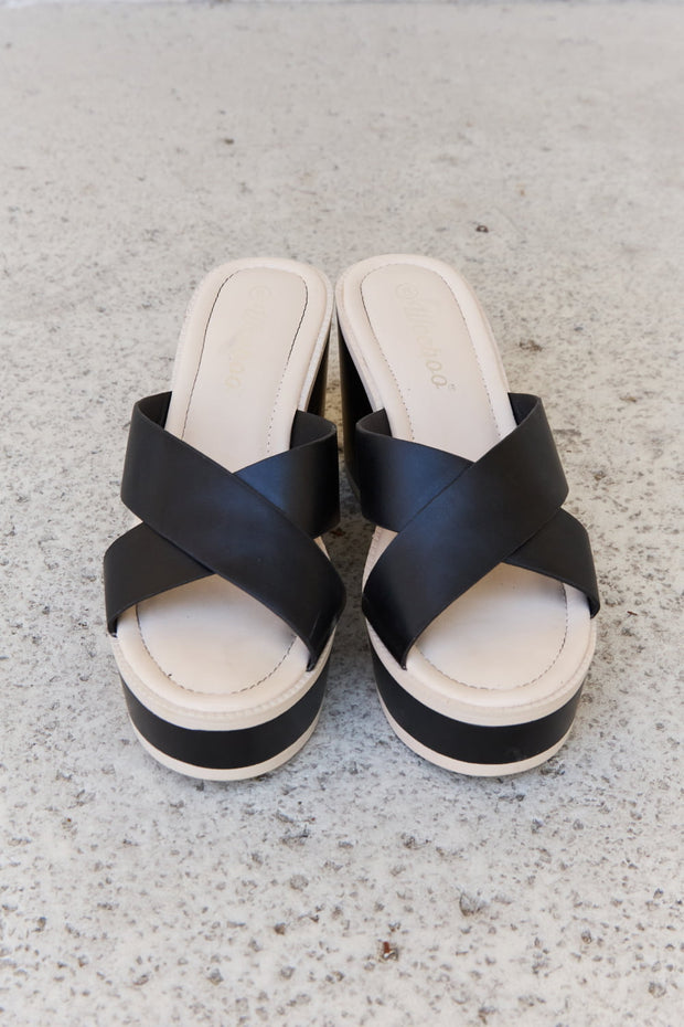 Weeboo Cherish The Moments Contrast Platform Sandals in Black Trendsi