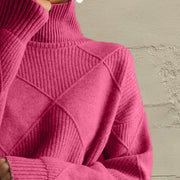 Geometric Turtleneck Long Sleeve Sweater Trendsi