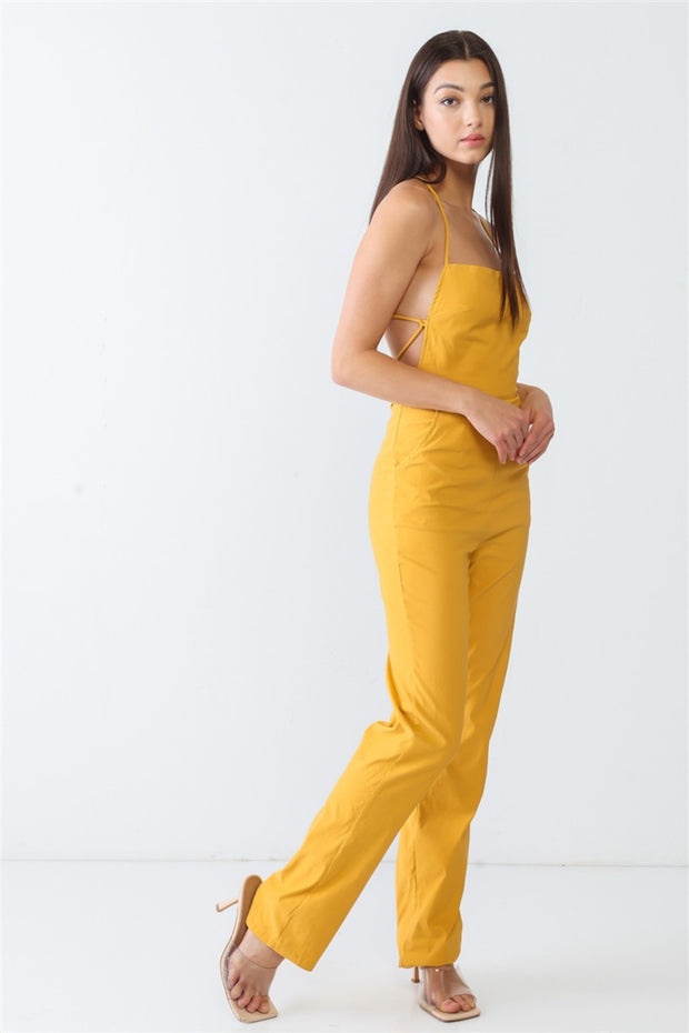 Doreli Group Backless Tied Spaghetti Strap Sleeveless Jumpsuit Trendsi