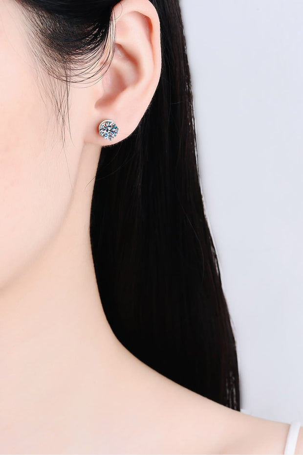 2 Carat Moissanite Rhodium-Plated Stud Earrings Trendsi