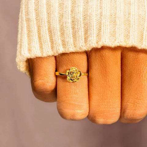 Rose Shape 18K Gold-Plated Ring Trendsi