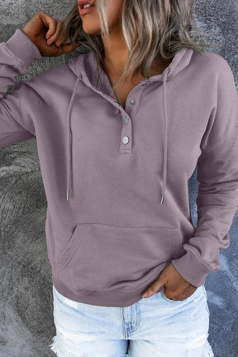 Dropped Shoulder Long Sleeve Hoodie with Pocket Trendsi