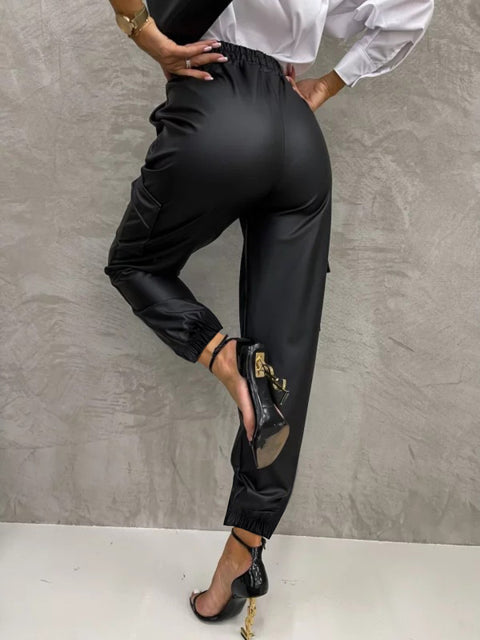 Tied High Waist Pants with Pockets Trendsi