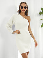 One-Shoulder Mini Sweater Dress Trendsi