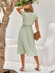 V-Neck Flutter Sleeve Midi Dress Trendsi