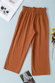 Drawstring Paperbag Waist Wide Leg Pants Trendsi