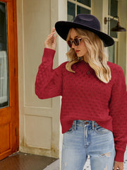 Openwork Round Neck Sweater Trendsi