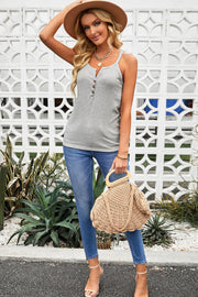 Striped Henley Tank Top Trendsi