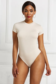 Round Neck Short Sleeve Bodysuit Trendsi