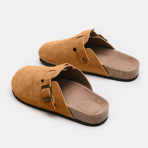 Suede Closed Toe Buckle Slide Trendsi