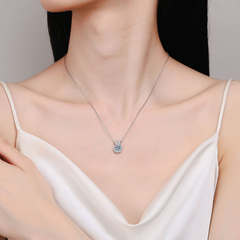 1 Carat Moissanite Rabbit Ears Shape Pendant Necklace - Chic Boutique