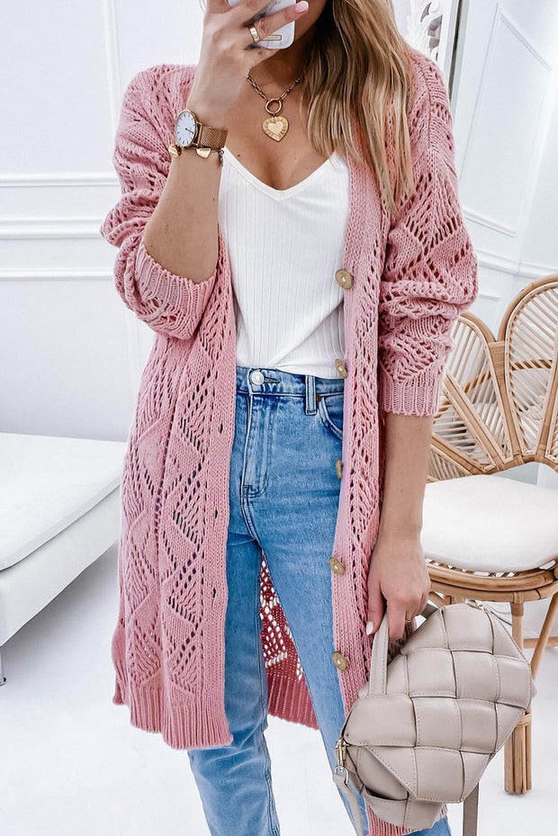 V-Neck Long Sleeve Cardigan Trendsi