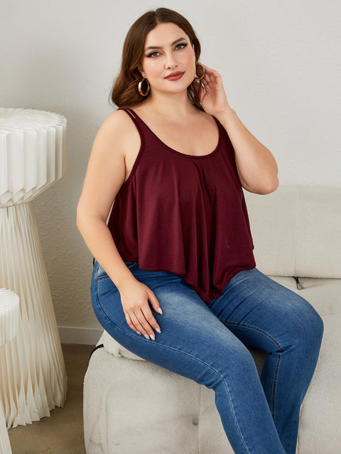 Plus Size Double-Strap Scoop Neck Cami Trendsi