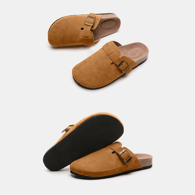 Suede Closed Toe Buckle Slide Trendsi