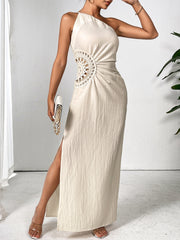 Slit One Shoulder Sleeveless Maxi Dress Trendsi