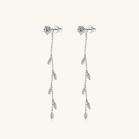 1.38 Carat Moissanite 925 Sterling Silver Leaf Earrings - Chic Boutique