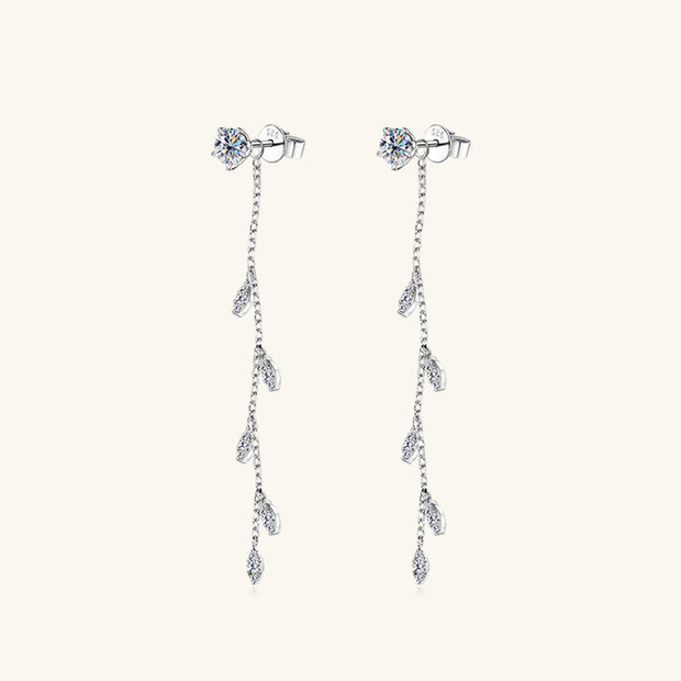 1.38 Carat Moissanite 925 Sterling Silver Leaf Earrings - Chic Boutique