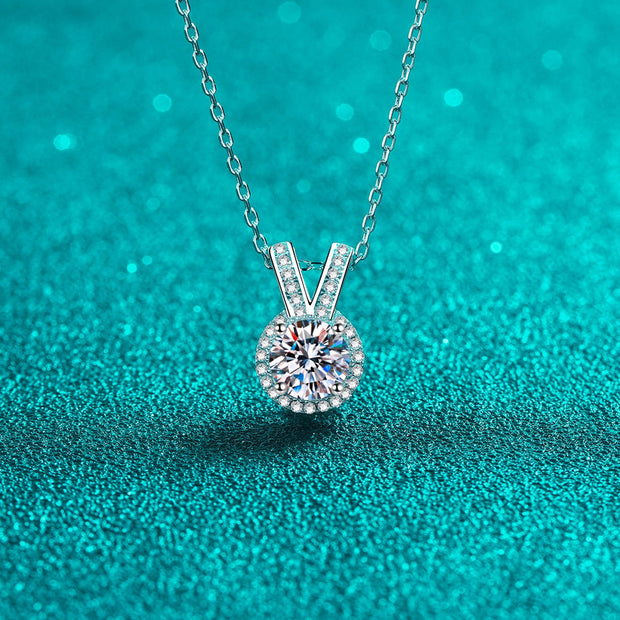 1 Carat Moissanite Rabbit Ears Shape Pendant Necklace