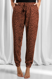 Full Size Leopard Drawstring Pocketed Pants Trendsi