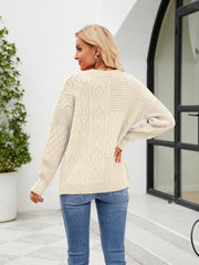 Round Neck Dropped Shoulder Sweater Trendsi