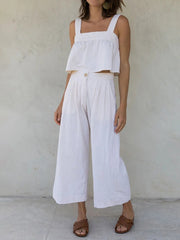 Square Neck Wide Strap Top and Pants Set Trendsi