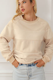 Round Neck Raglan Sleeve Sweatshirt Trendsi