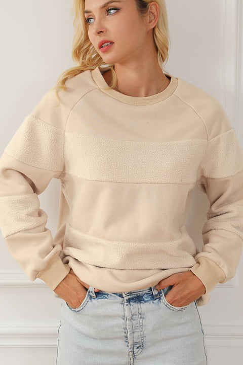 Round Neck Raglan Sleeve Sweatshirt Trendsi