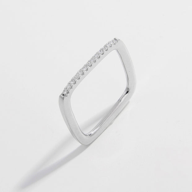 925 Sterling Silver Zircon Square Ring Trendsi