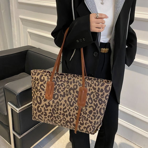 PU Leather Leopard Tote Bag Trendsi