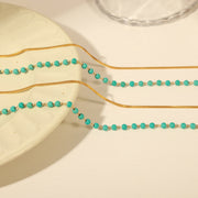 Turquoise Titanium Steel Double-Layered Necklace Trendsi