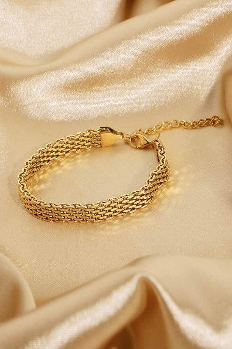 18K Gold - Plated Wide Chain Bracelet - Chic Boutique