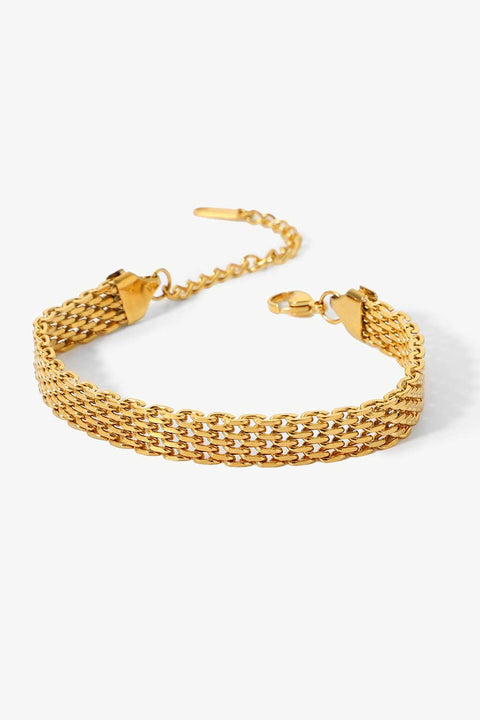 18K Gold - Plated Wide Chain Bracelet - Chic Boutique