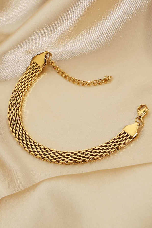 18K Gold - Plated Wide Chain Bracelet - Chic Boutique