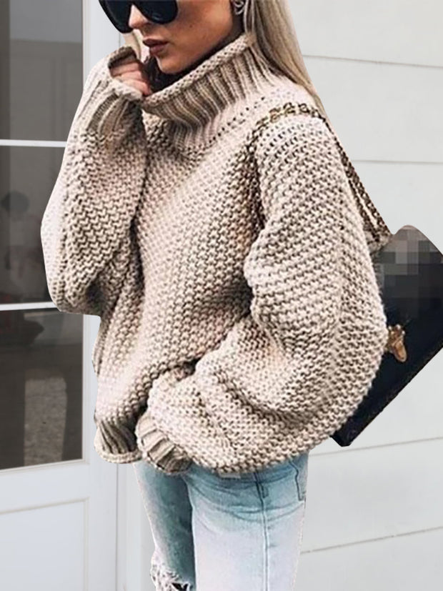 Turtleneck Long Sleeve Sweater Trendsi