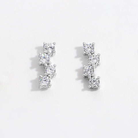 925 Sterling Silver Inlaid Zircon Stud Earrings Trendsi