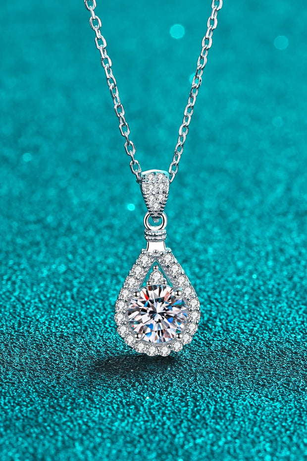 2 Carat Moissanite Teardrop Pendant 925 Sterling Silver Necklace Trendsi