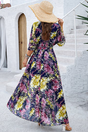 Printed Tied Half Sleeve Slit Dress Trendsi