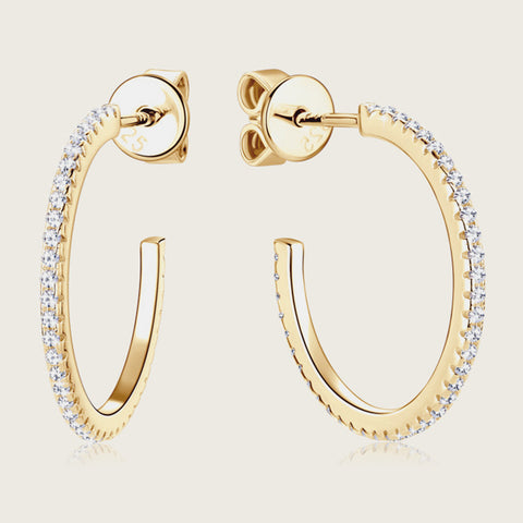 Inlaid Moissanite 925 Sterling Silver C-Hoop Earrings Trendsi