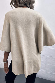 Surplice Neck Pom-Pom Trim Poncho Trendsi